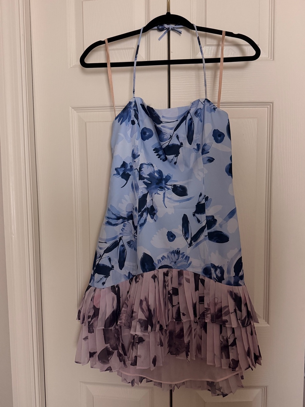Free People Light Blue and Lavender Floral Halter Dress